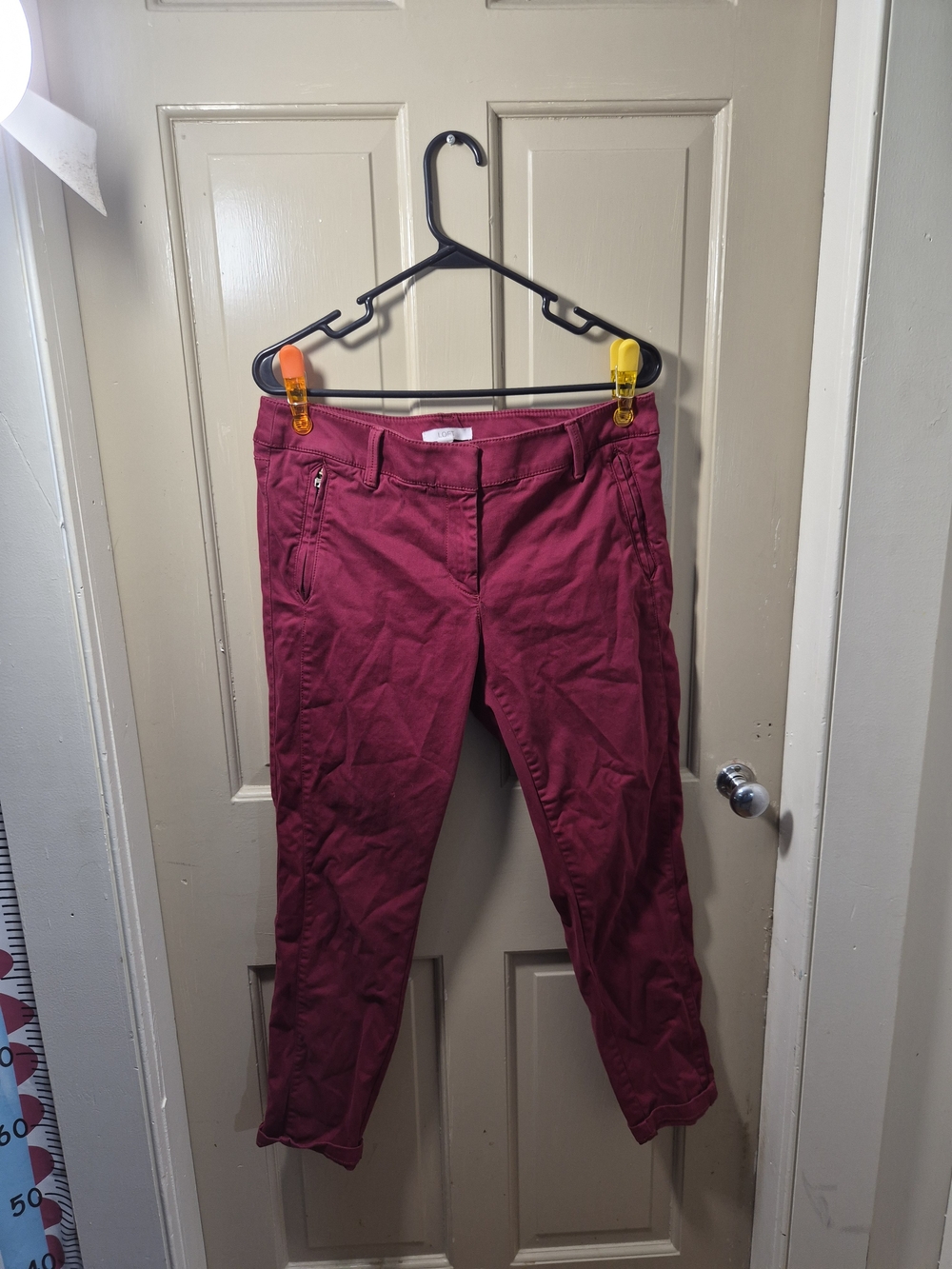 LOFT Raspberry Cropped Slim Jeans